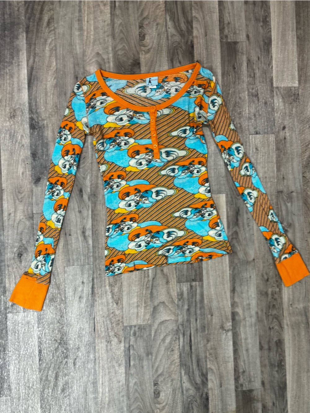 DUNS Sweden Organic Cotton Cloud Print Henley Top Women’s Small